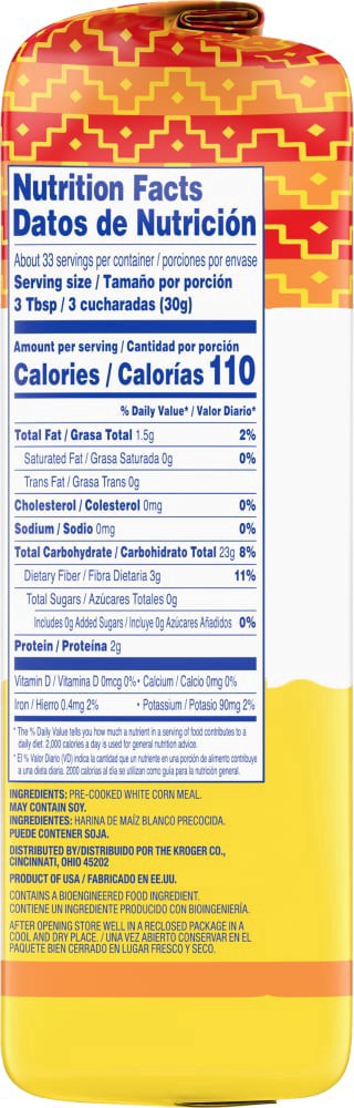 slide 2 of 5, Kroger Mercado Pre-Cooked White Corn Meal, 35.27 oz