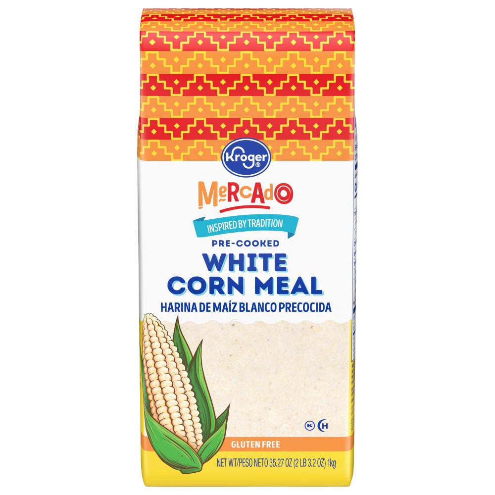 slide 1 of 5, Kroger Mercado Pre-Cooked White Corn Meal, 35.27 oz