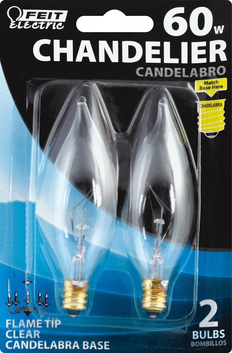 slide 2 of 2, Feit Electric Light Bulbs, Chandelier, Clear, 60 Watts, 2 ct