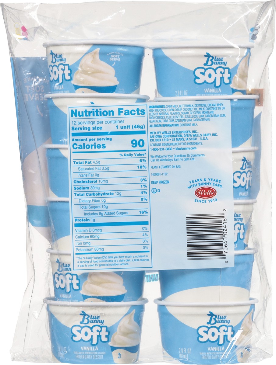 slide 12 of 12, Blue Bunny Vanilla Flavored Frozen Dairy Dessert Cups, 33.60 fl oz