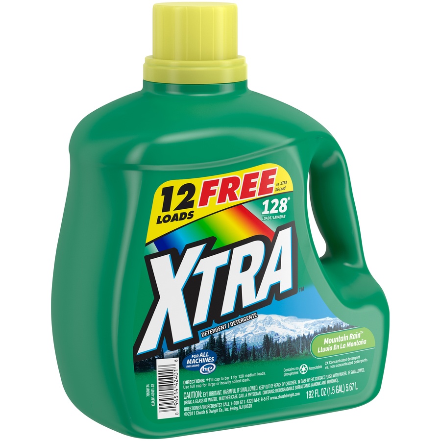 slide 2 of 3, Xtra Mountain Rain Detergent, 192 oz
