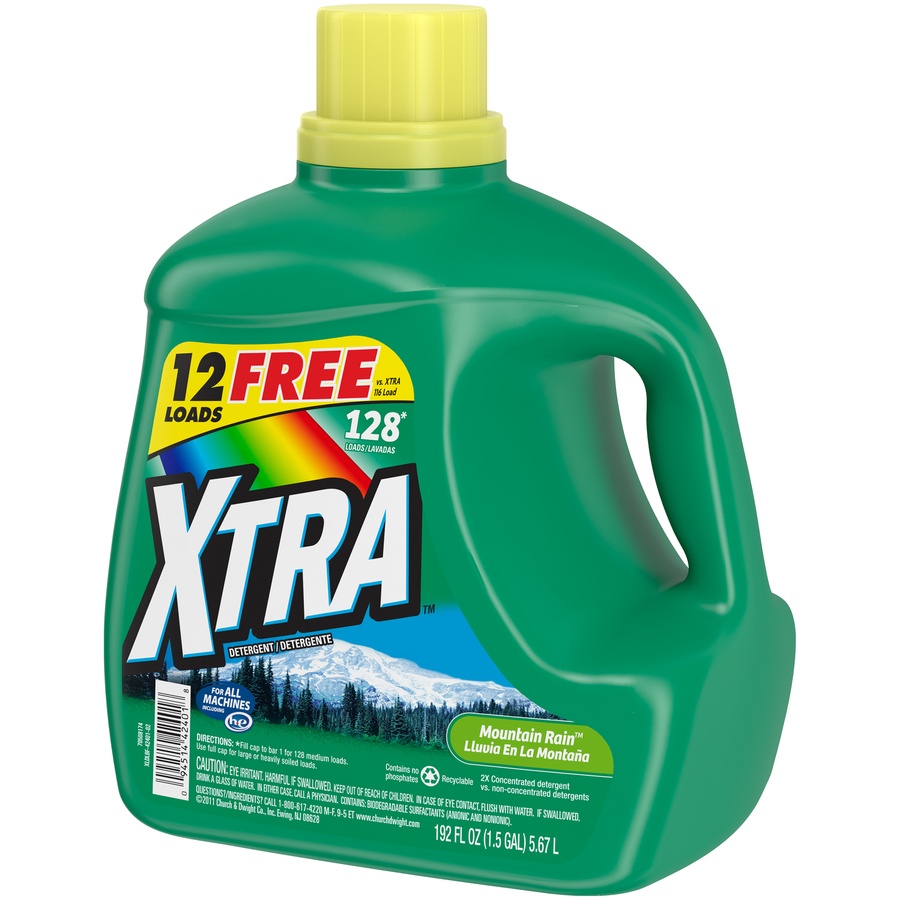 slide 3 of 3, Xtra Mountain Rain Detergent, 192 oz