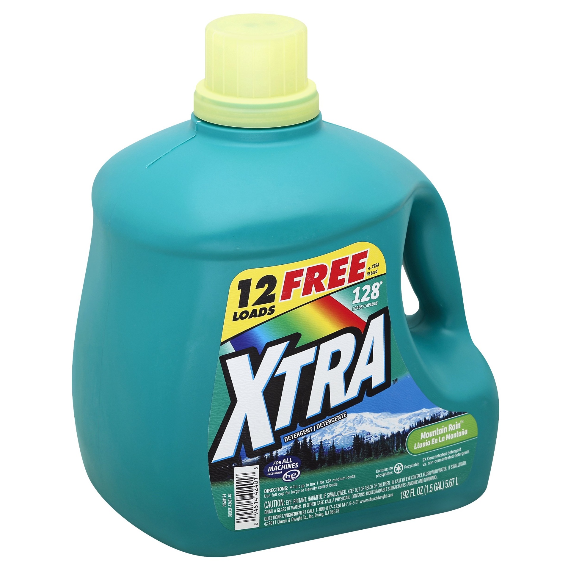 slide 1 of 3, Xtra Mountain Rain Detergent, 192 oz