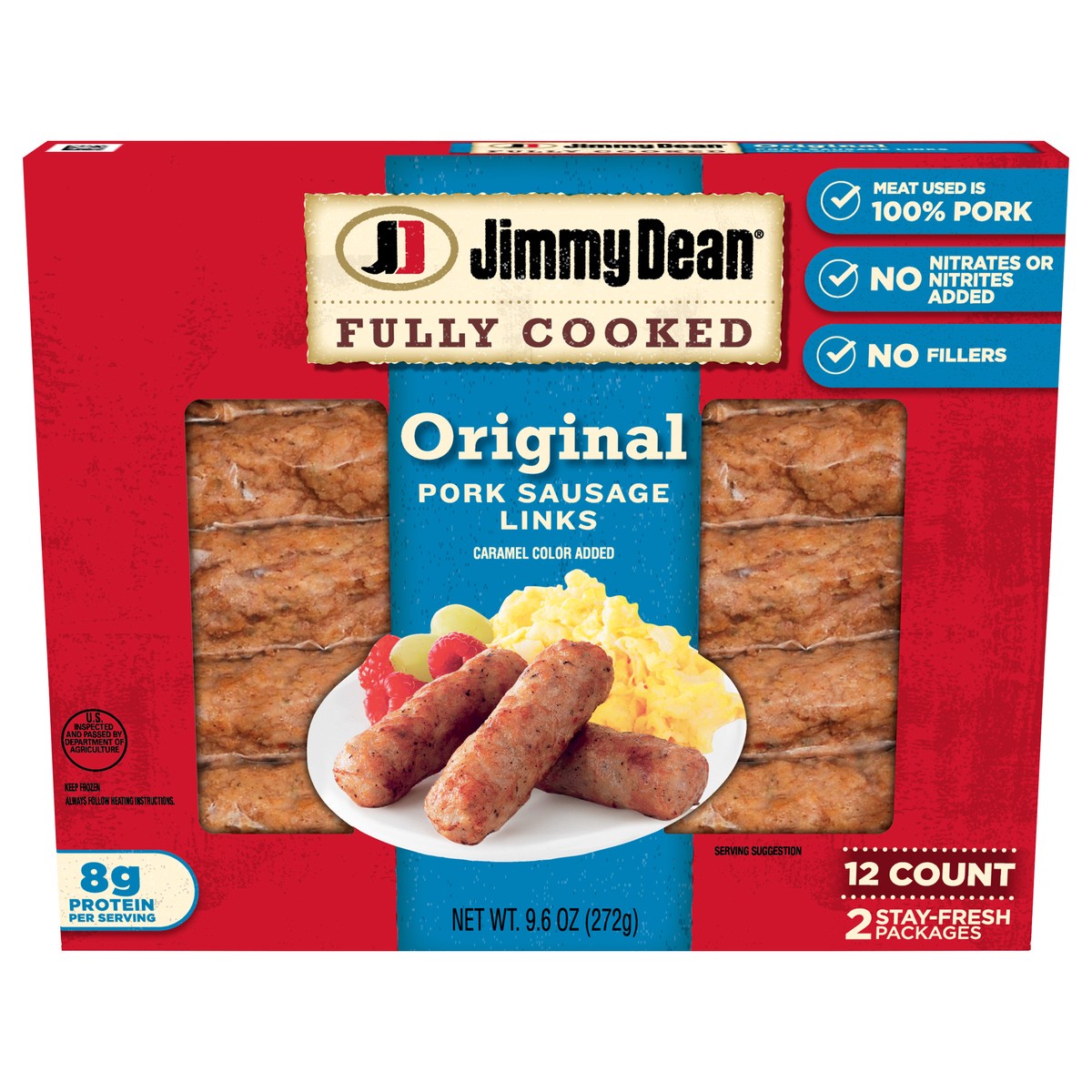 slide 1 of 11, Jimmy Dean Fully Cooked Pork Sausage Links, Original, 9.6 oz