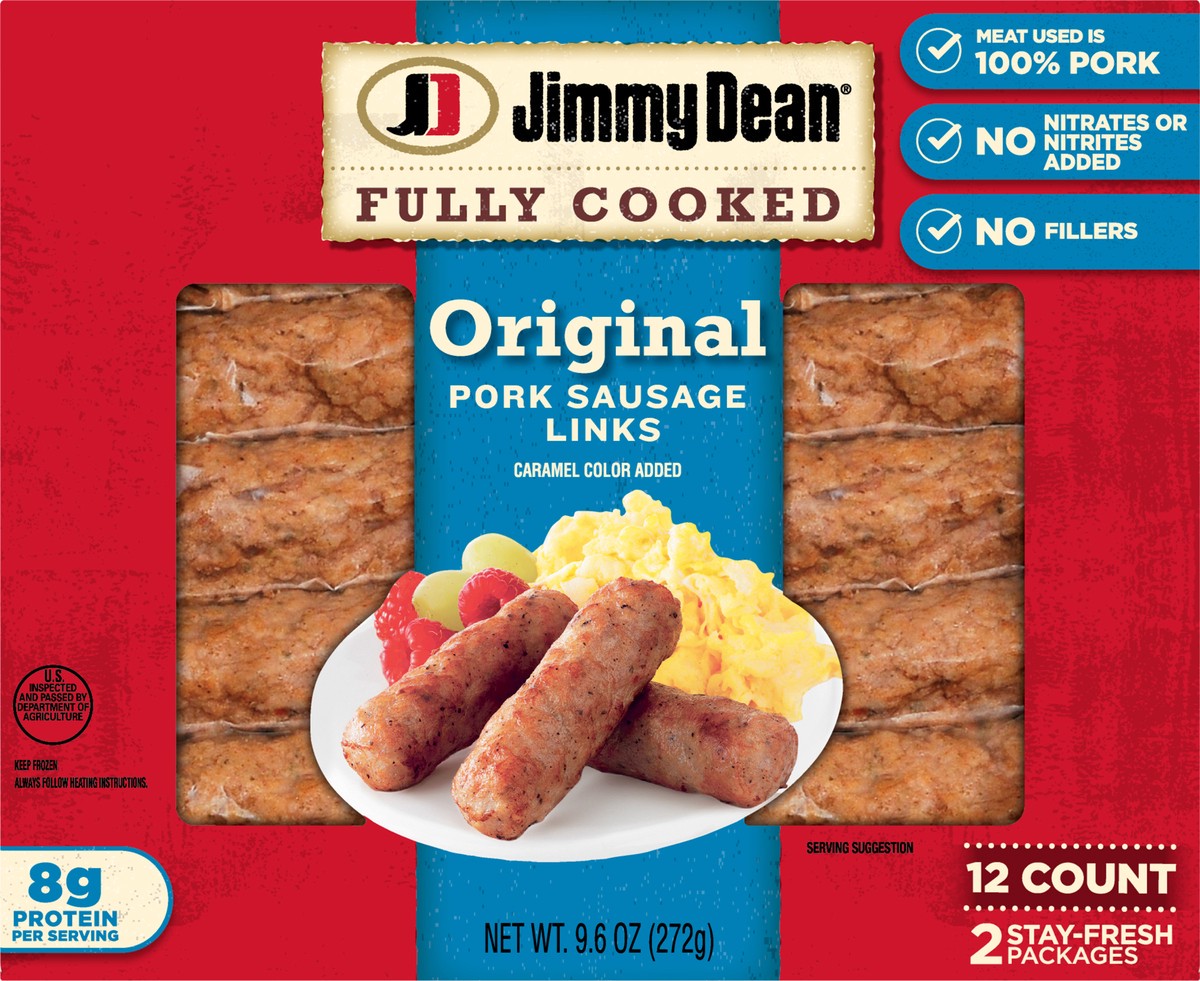 slide 9 of 11, Jimmy Dean Fully Cooked Pork Sausage Links, Original, 9.6 oz