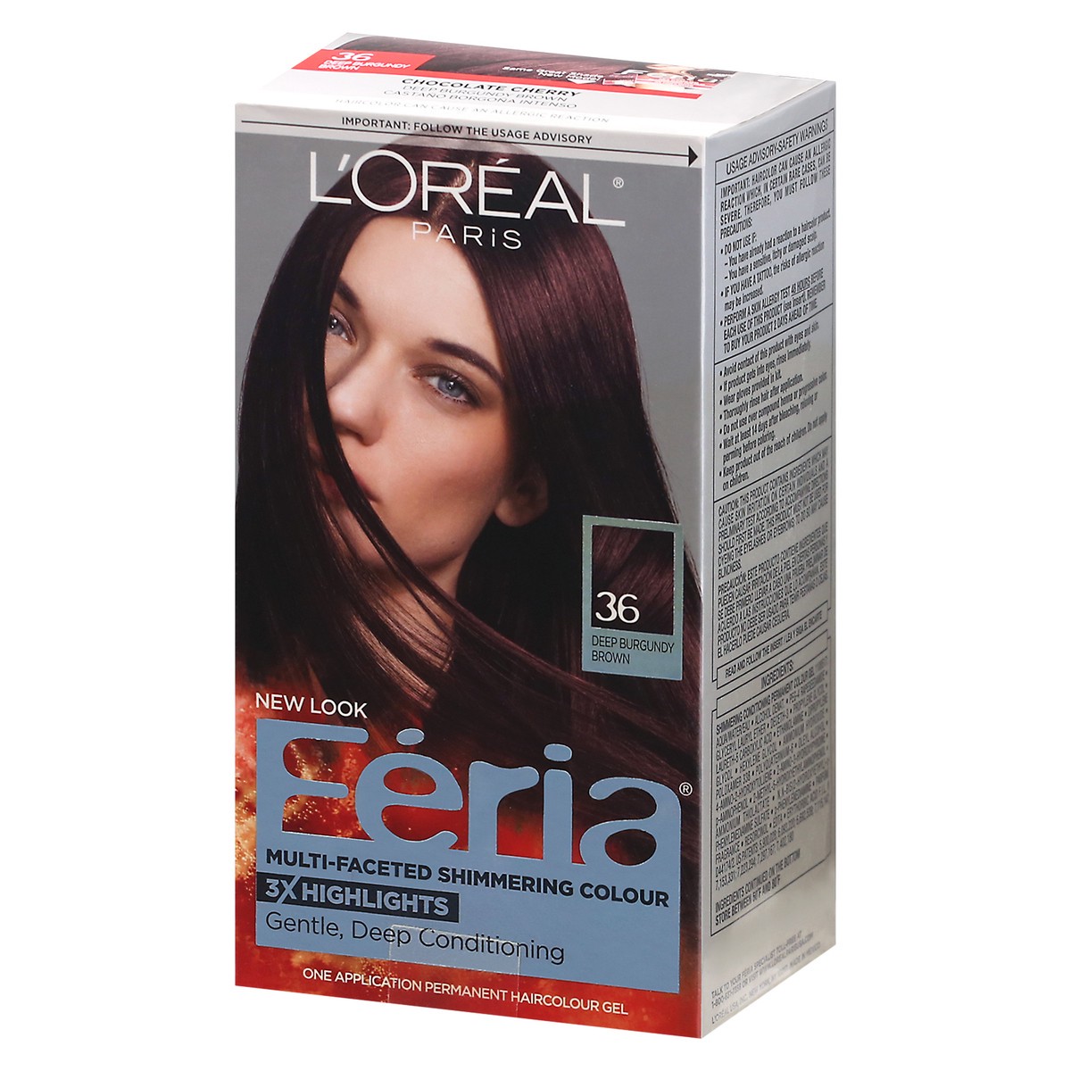 slide 3 of 9, L'Oréal Fería L'Oreal Paris Feria Multi-Faceted Shimmering Color - 6.3 fl oz - 36 Deep Burgundy Brown - 1 kit, 1 ct