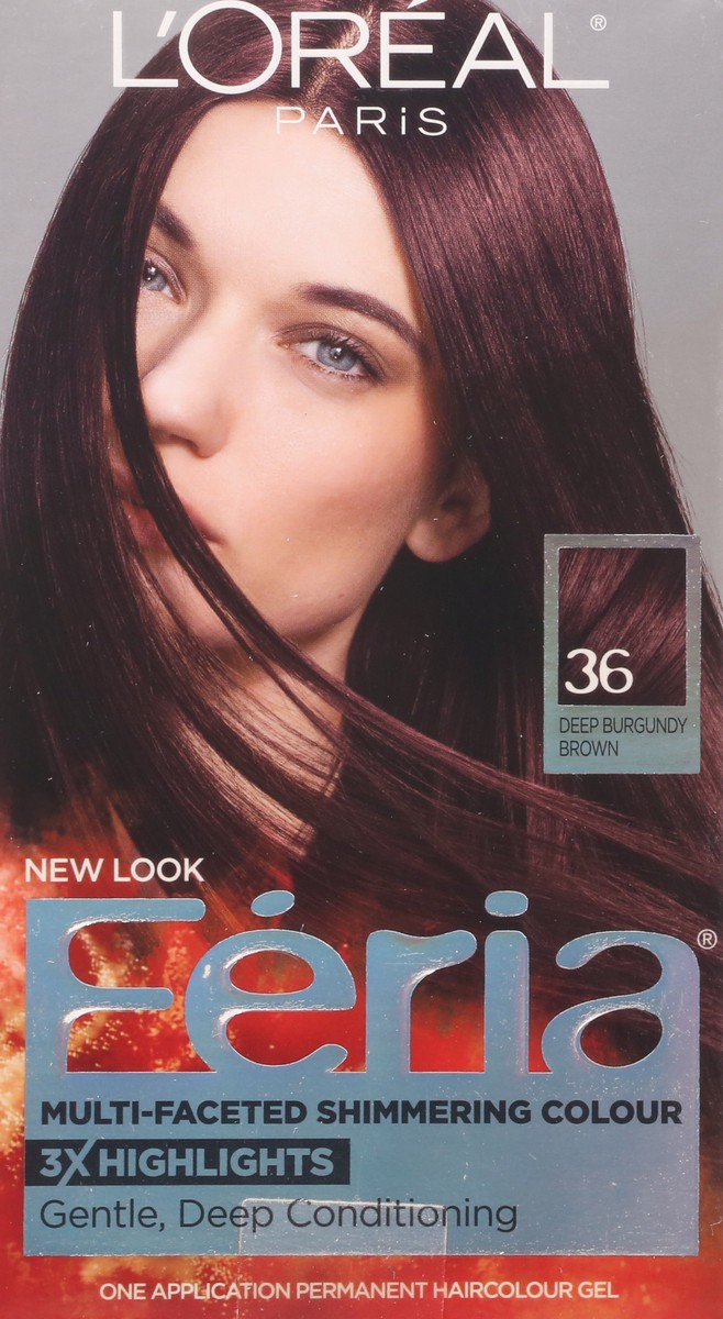 slide 6 of 9, L'Oréal Fería L'Oreal Paris Feria Multi-Faceted Shimmering Color - 6.3 fl oz - 36 Deep Burgundy Brown - 1 kit, 1 ct