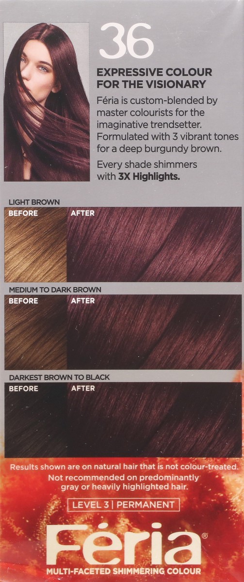 slide 7 of 9, L'Oréal Fería L'Oreal Paris Feria Multi-Faceted Shimmering Color - 6.3 fl oz - 36 Deep Burgundy Brown - 1 kit, 1 ct