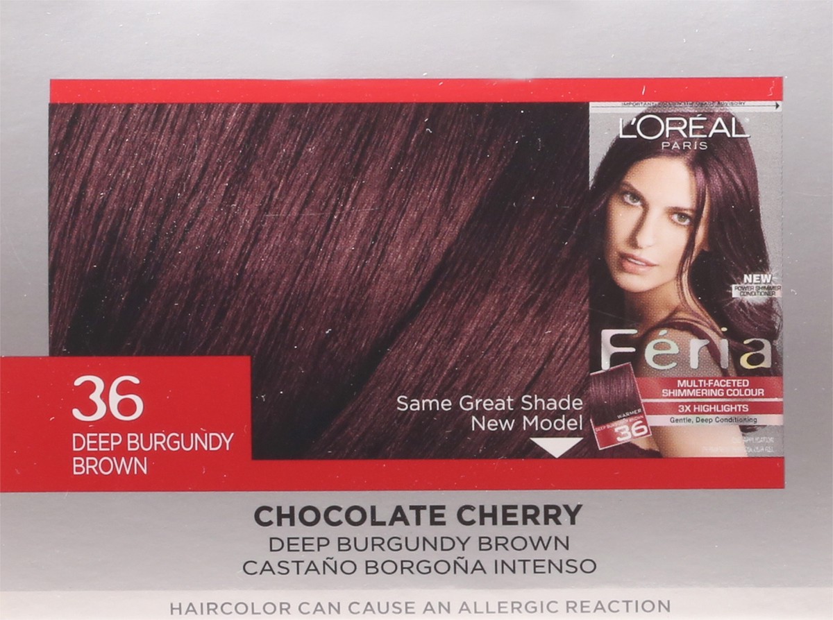 slide 9 of 9, L'Oréal Fería L'Oreal Paris Feria Multi-Faceted Shimmering Color - 6.3 fl oz - 36 Deep Burgundy Brown - 1 kit, 1 ct