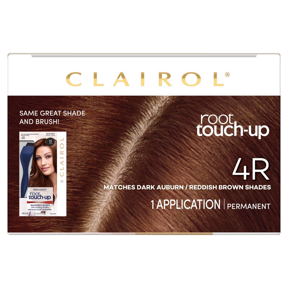 slide 5 of 9, Clairol Root Touch-up Permanent 4R Dark Auburn Reddish Brown Hair Color, 1 ct