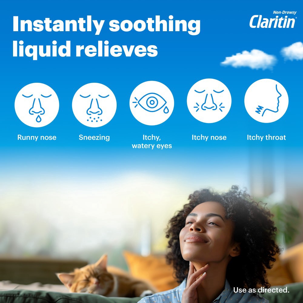 slide 3 of 4, Claritin Liquid Non-Drowsy Honey Flavored Loratadine Oral Solution, 8 fl oz