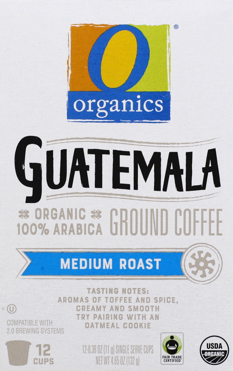 slide 6 of 9, O Organics Coffee Organic Single Serve Cups Light Roast Guatemalan, 12 ct; 0.39 oz