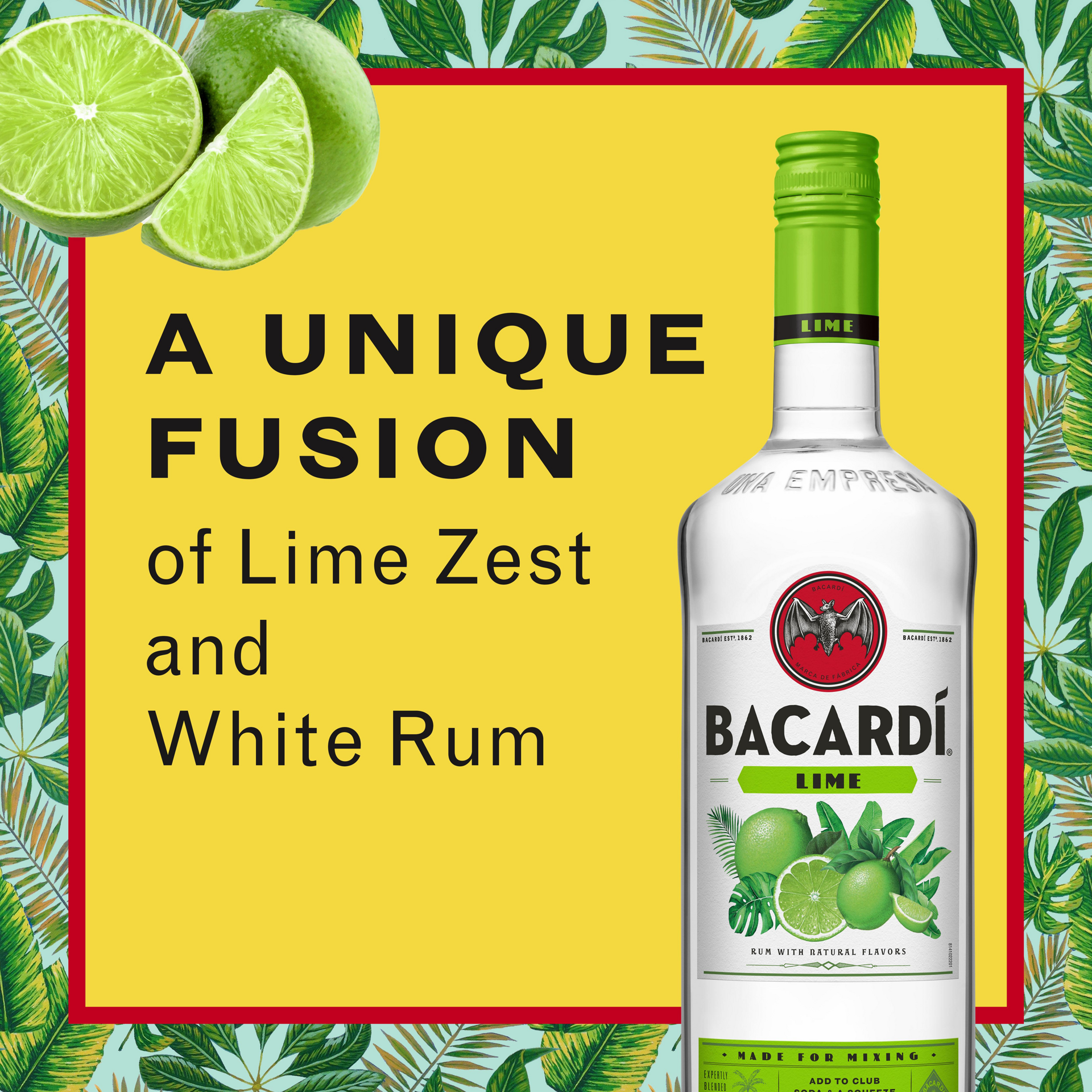 slide 5 of 5, Bacardí Bacardi Lime Rum, Gluten Free 35% 100Cl/1L, 1 liter