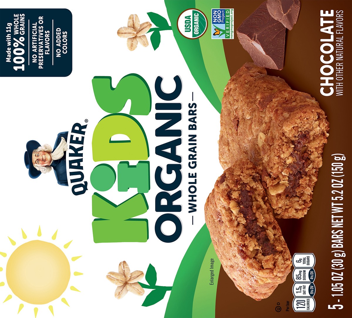 slide 5 of 8, Quaker Kids Organic Whole Grain Bars Chocolate, 5.2 oz
