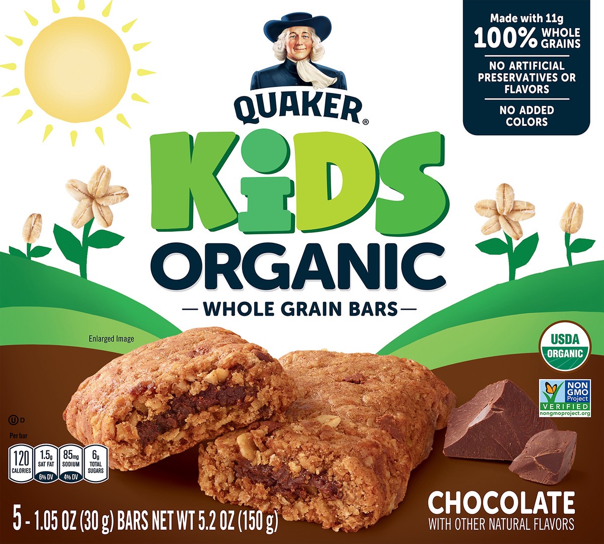 slide 6 of 8, Quaker Kids Organic Whole Grain Bars Chocolate, 5.2 oz