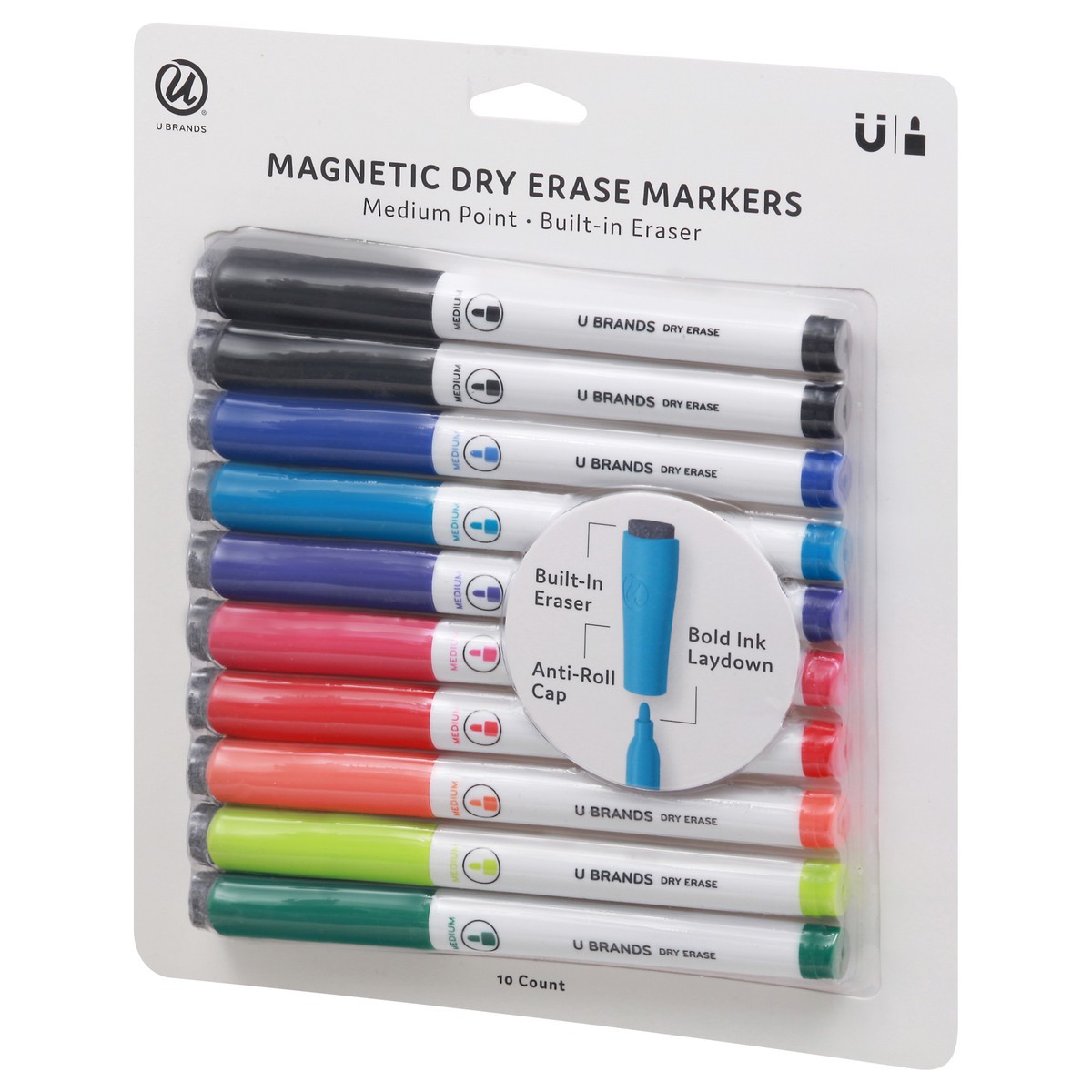 slide 6 of 9, U Brands Dry-Erase Markers, Medium Point, Assorted, 10 Count (504T06-24), 10 ct