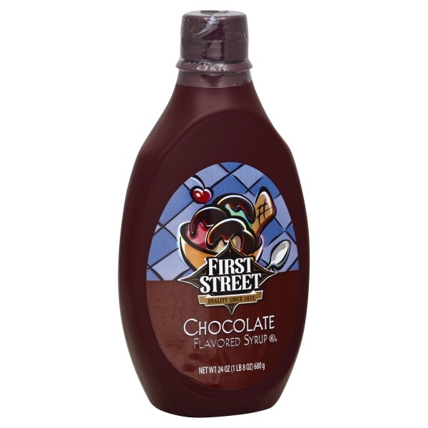 slide 1 of 1, First Street Chocolate Flavored Syrup, 24 oz