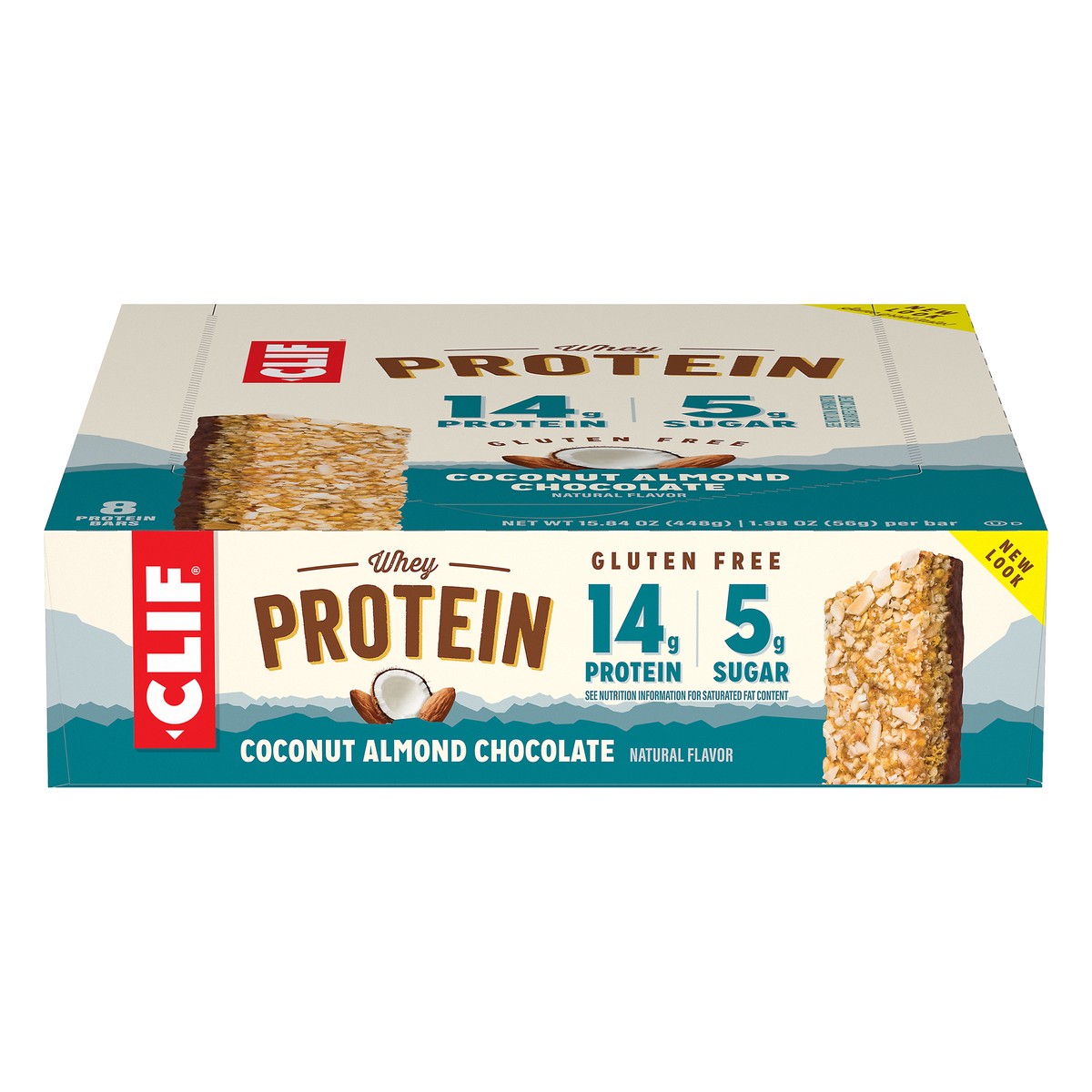 slide 14 of 14, CLIF Bar Whey Protein Coconut Almond Chocolate Protein Bars 8 ct Box, 15.84 oz