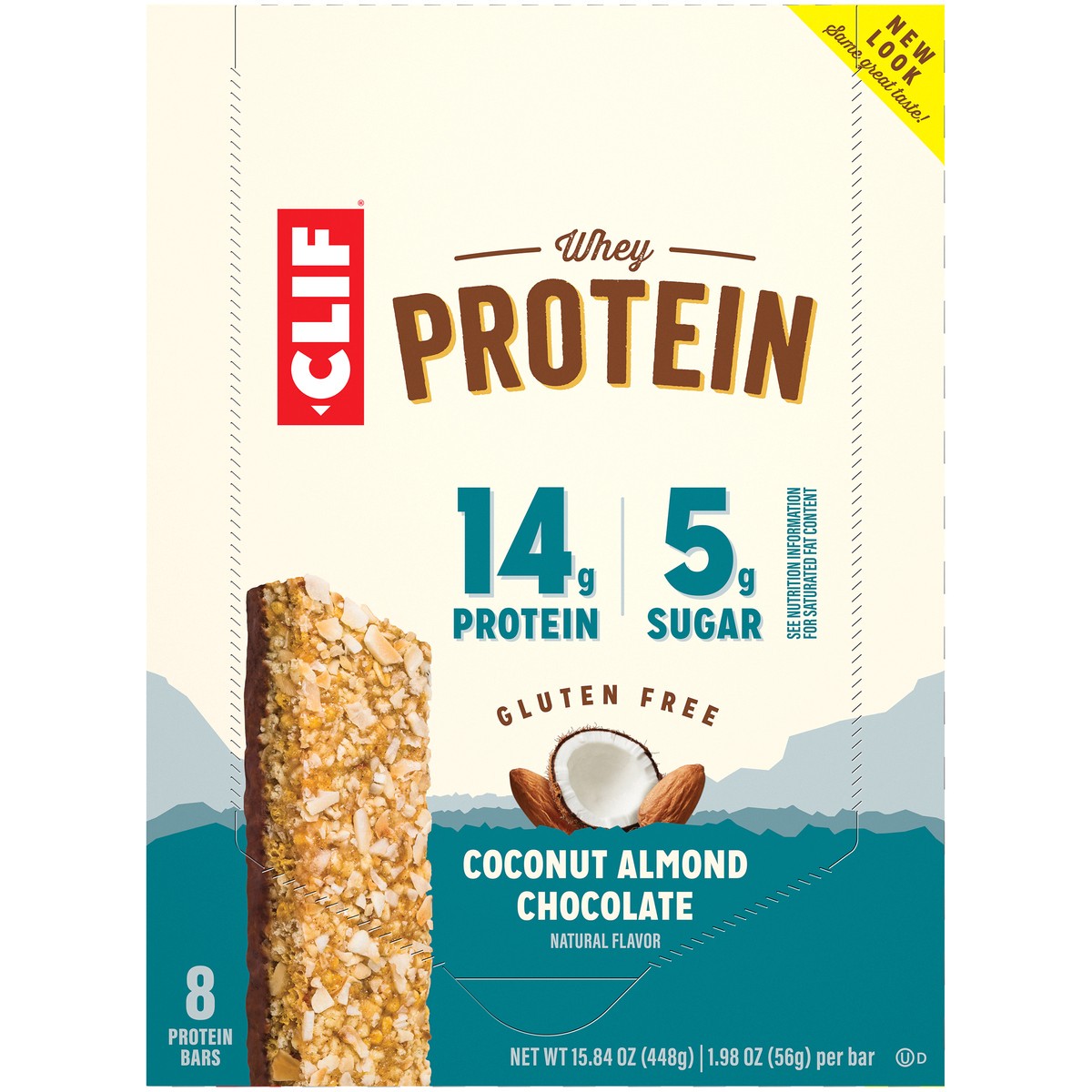 slide 5 of 14, CLIF Bar Whey Protein Coconut Almond Chocolate Protein Bars 8 ct Box, 15.84 oz