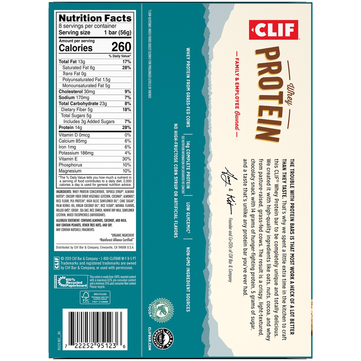 slide 8 of 14, CLIF Bar Whey Protein Coconut Almond Chocolate Protein Bars 8 ct Box, 15.84 oz