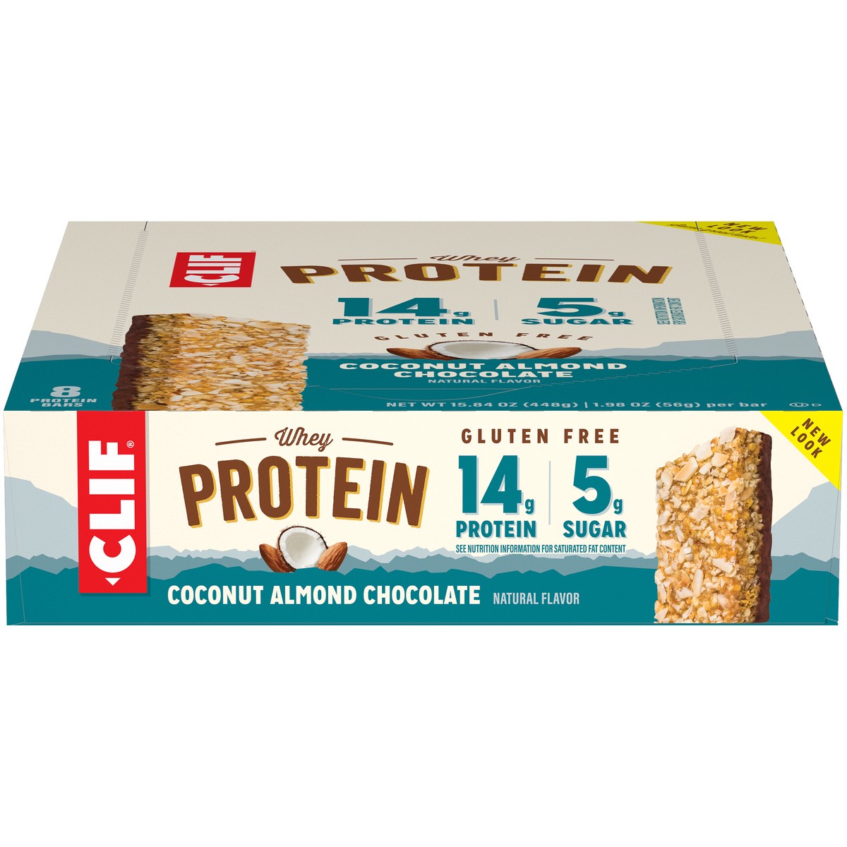 slide 1 of 14, CLIF Bar Whey Protein Coconut Almond Chocolate Protein Bars 8 ct Box, 15.84 oz