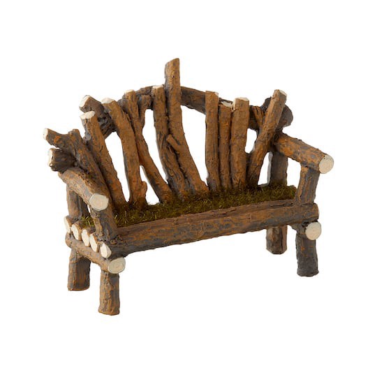 slide 1 of 3, Mini Wooden Bench With Moss By Make Market, 3 in x 1.63 in x 2.25 in
