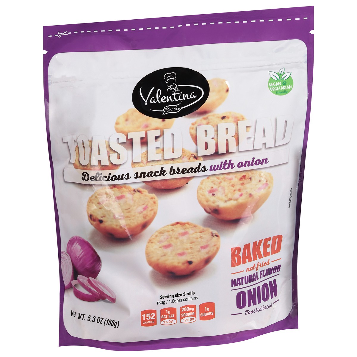 slide 14 of 14, Valentina Baked Onion Toasted Bread 5.3 oz, 5.3 oz