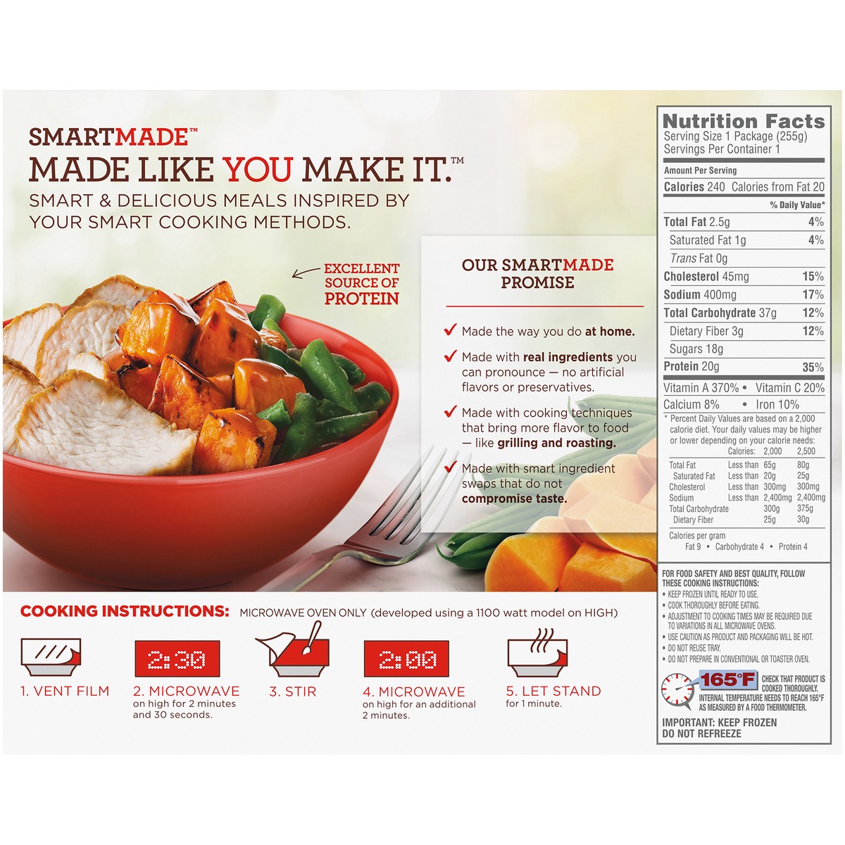 slide 3 of 9, Smart Made Roasted Turkey & Vegetables with Honey Glazed Sweet Potatoes & Green Beans Frozen Meal, 9 oz Box, 9 oz