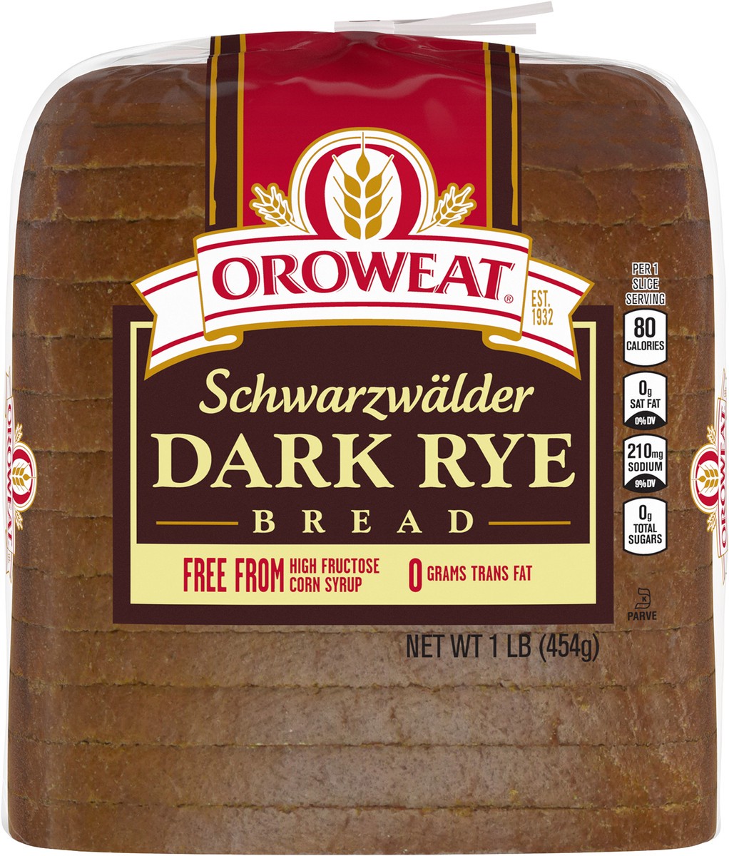 slide 4 of 7, Oroweat Schwarzwalder Rye Bread, 16 oz, Dark Rye Bread, Bag, 16 oz