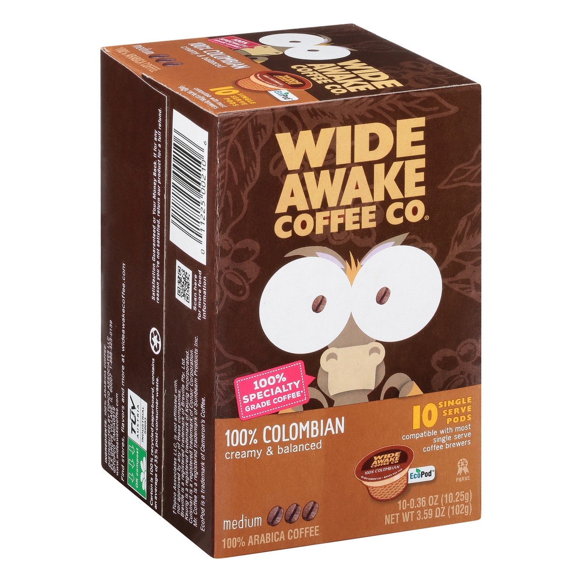 slide 4 of 9, Wide Awake Coffee Co. Single Serve Pods Medium 100% Colombian Coffee - 10 ct, 10 ct