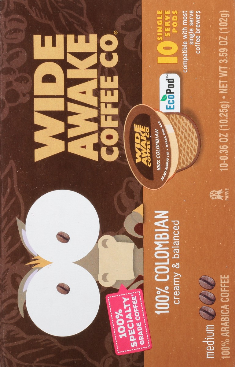 slide 9 of 9, Wide Awake Coffee Co. Single Serve Pods Medium 100% Colombian Coffee - 10 ct, 10 ct