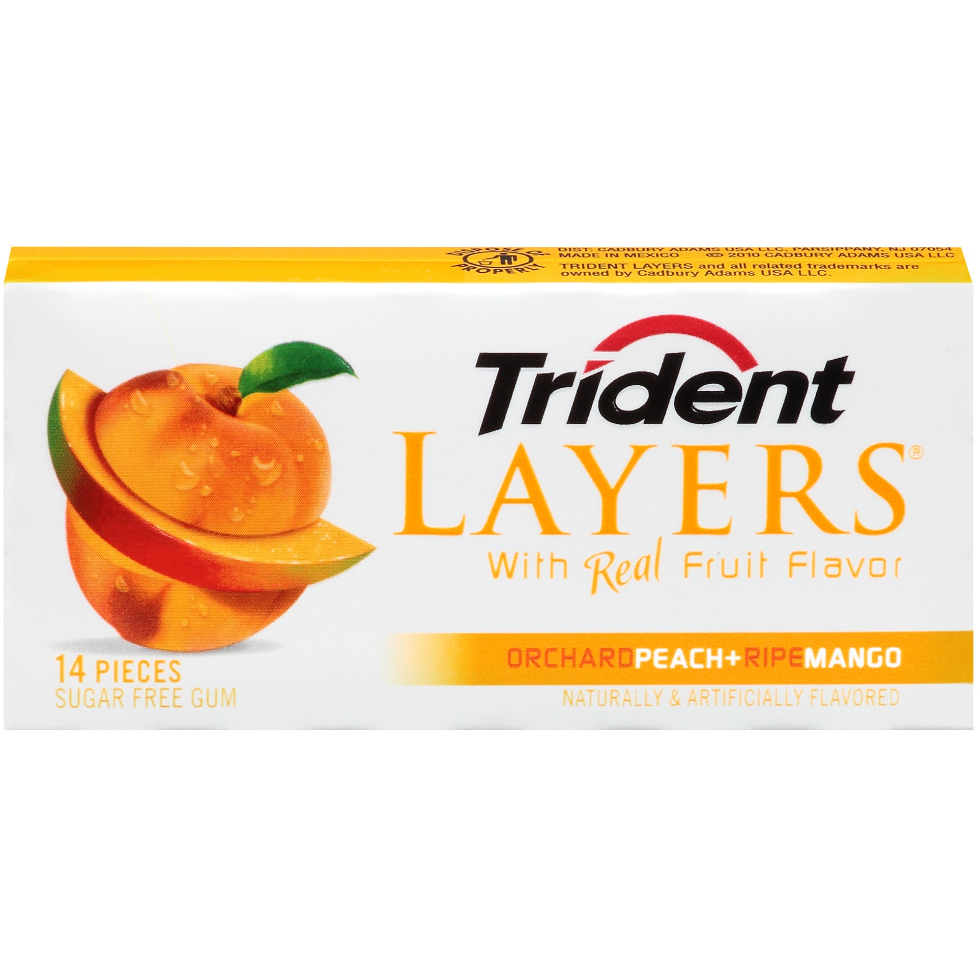 slide 1 of 5, Trident Layers Sugar Free Gum, Orchard Peach & Ripe Mango Flavor, 1 Pack (14 Pieces Total), 0.09 lb