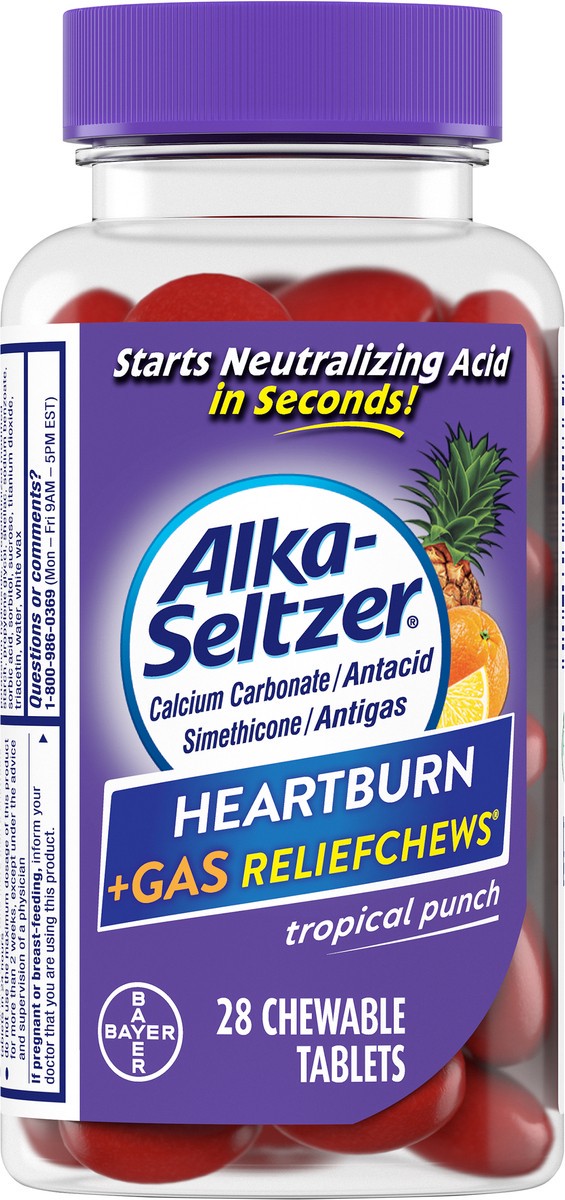 slide 1 of 7, Alka-Seltzer Tropical Punch Antacid Chewable Tablets 28 ea Bottle, 28 ct