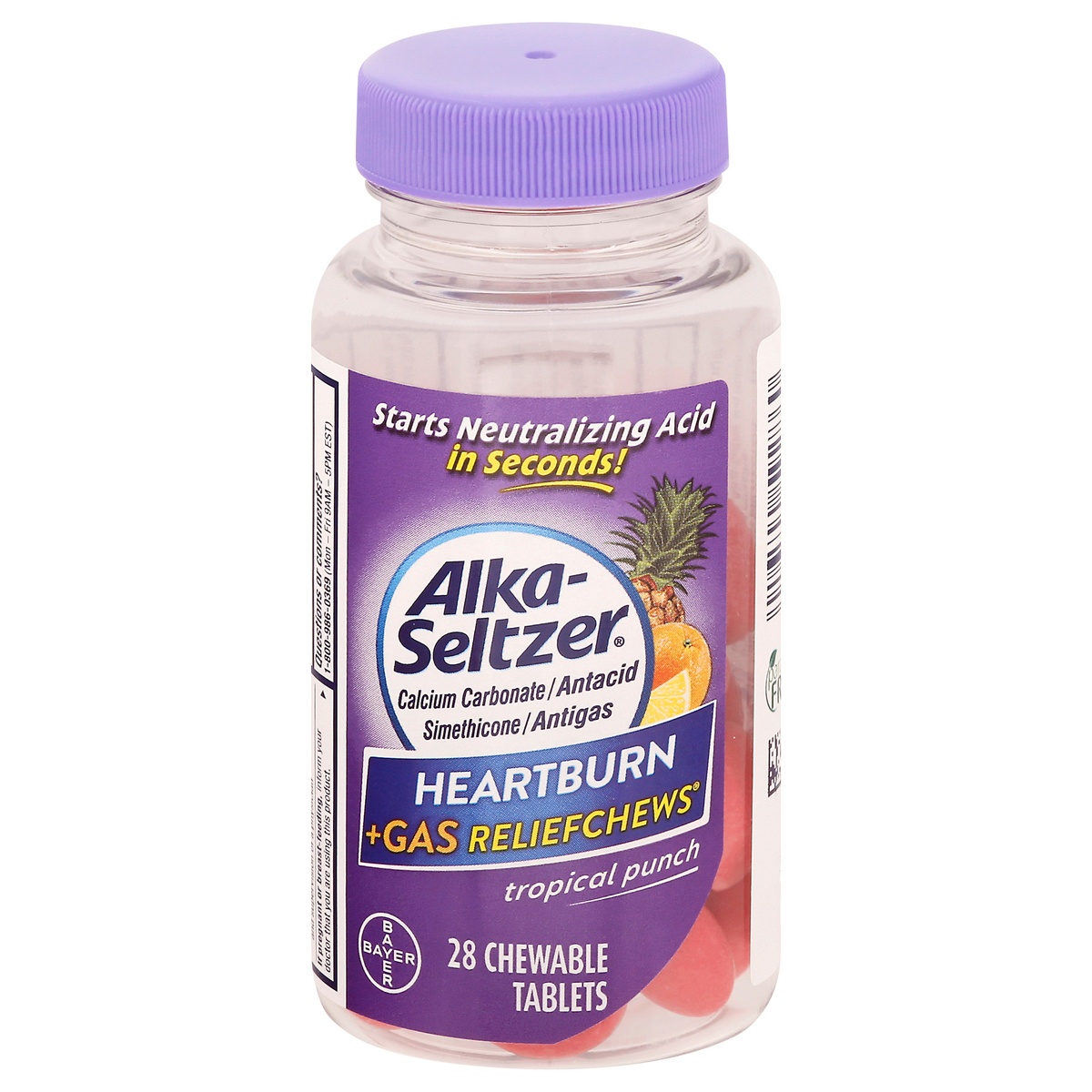slide 1 of 1, Alka-Seltzer Heartburn & Gas Relief Chews Tropical Punch, 28 ct