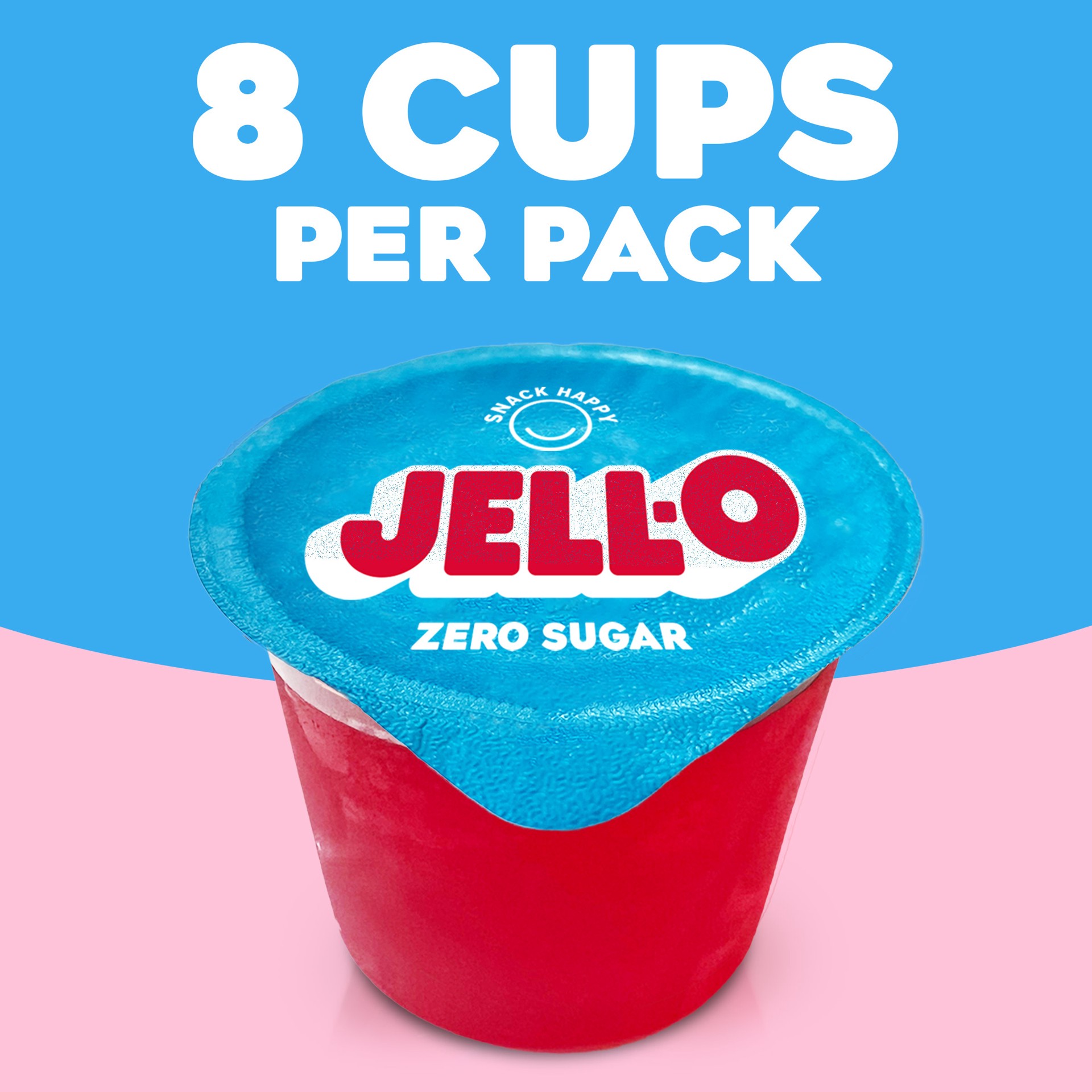 slide 5 of 5, Jell-O Strawberry Artificially Flavored Zero Sugar Ready-to-Eat Gelatin Snack Cups Family Size Pack, 8 ct Cups, 8 ct