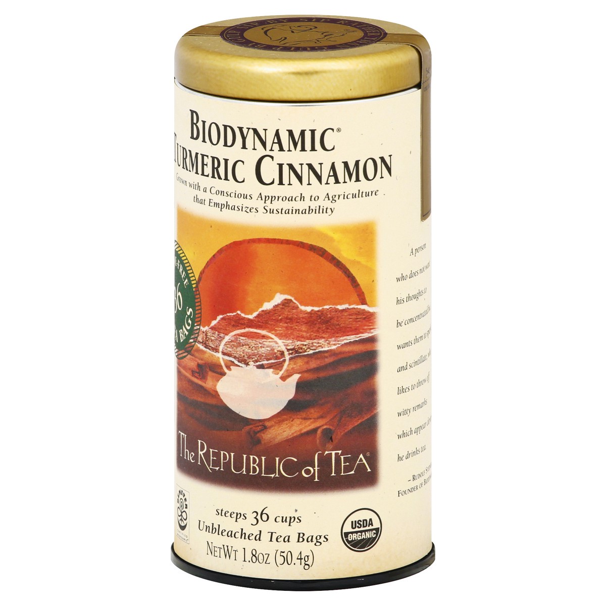 slide 5 of 11, The Republic of Tea Bags Biodynamic Turmeric Cinnamon Tea - 36 ct, 36 ct