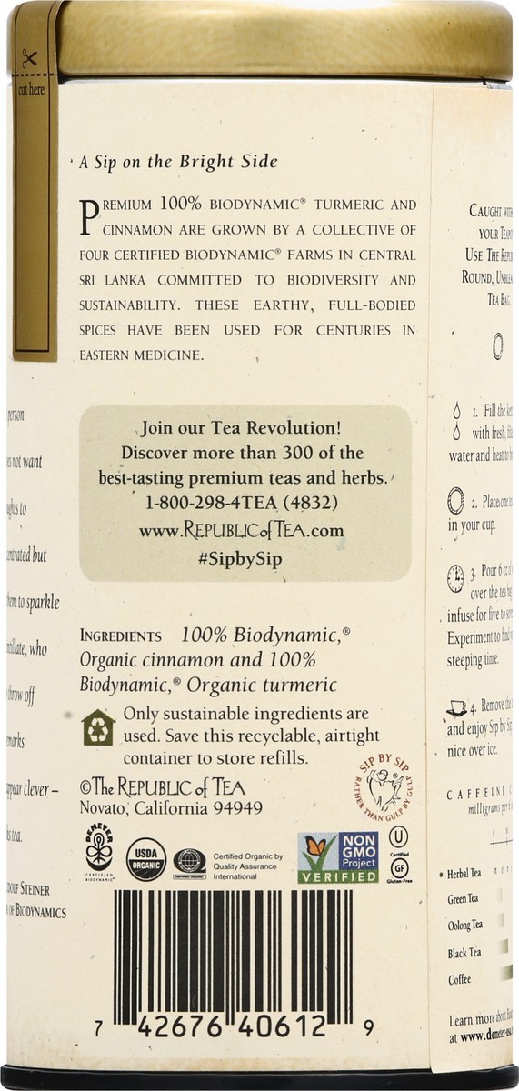 slide 2 of 11, The Republic of Tea Bags Biodynamic Turmeric Cinnamon Tea - 36 ct, 36 ct