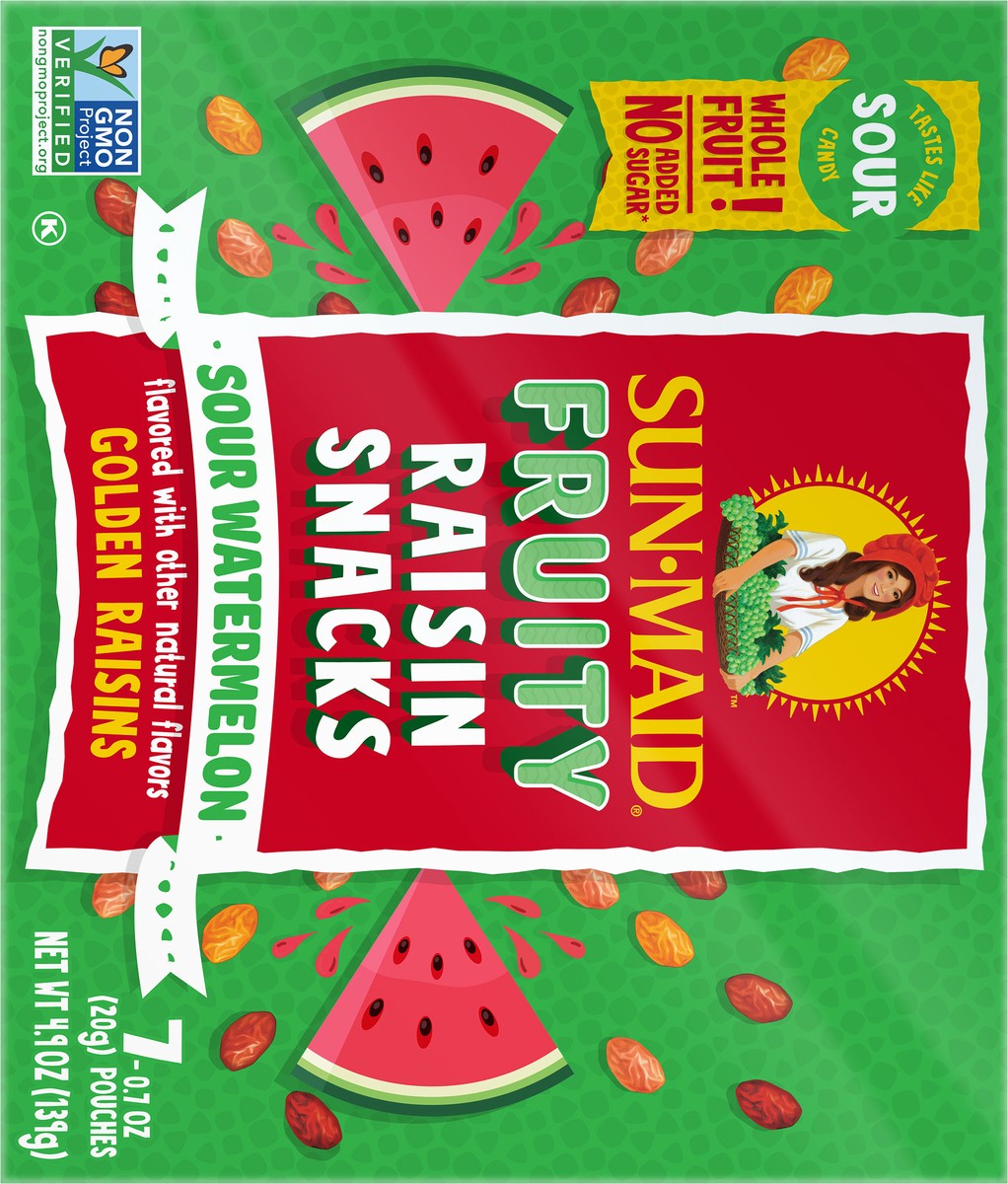 slide 8 of 8, Sun-Maid Fruity Raisin Snacks Sour Watermelon 7-Count Box/.7oz Pouches, 7 ct