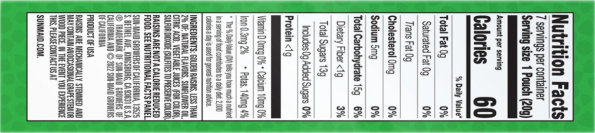 slide 6 of 8, Sun-Maid Fruity Raisin Snacks Sour Watermelon 7-Count Box/.7oz Pouches, 7 ct