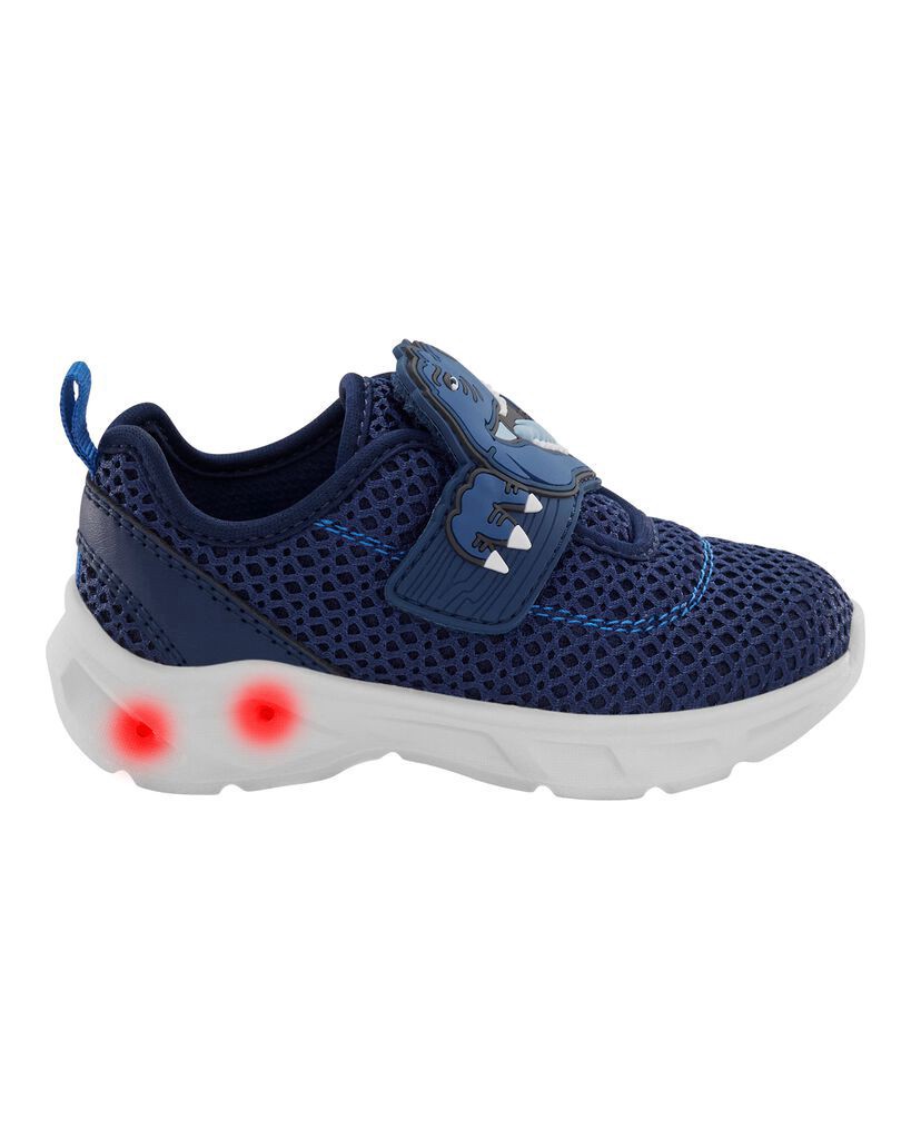 slide 3 of 8, Carter's Toddler Dinosaur Light-Up Athletic Sneakers Navy 4, 1 ct