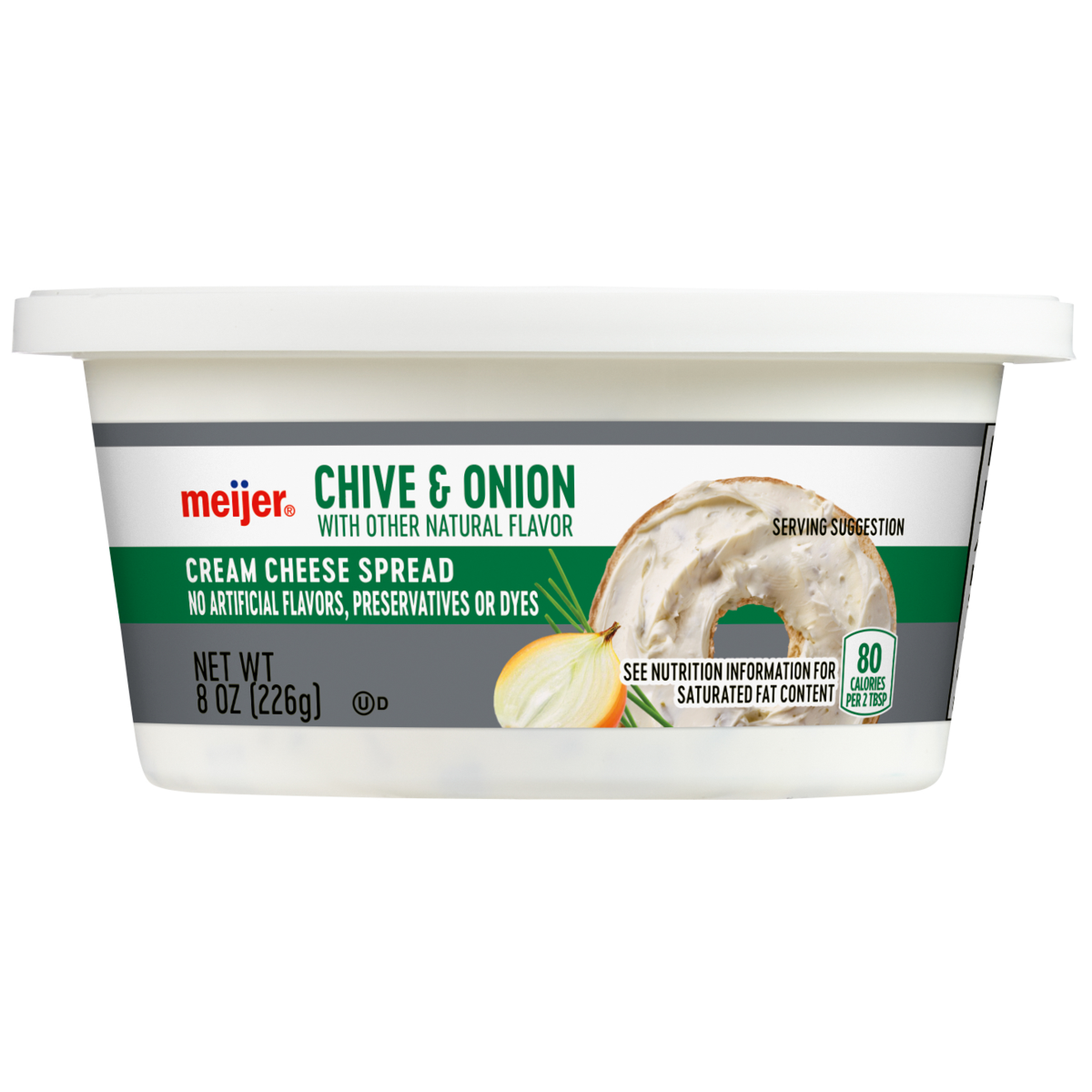slide 1 of 9, Meijer Chive and Onion Cream Cheese Spread, 8 oz