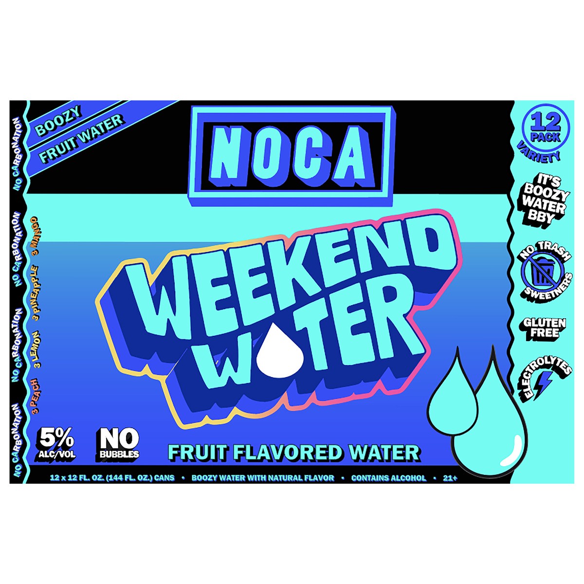 slide 3 of 3, Noca Spiked Water Variety 12 Pkc, 12 oz