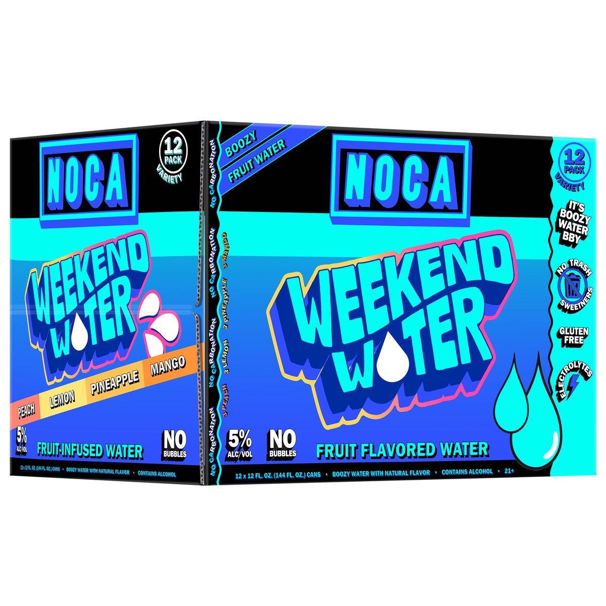 slide 2 of 3, Noca Spiked Water Variety 12 Pkc, 12 oz