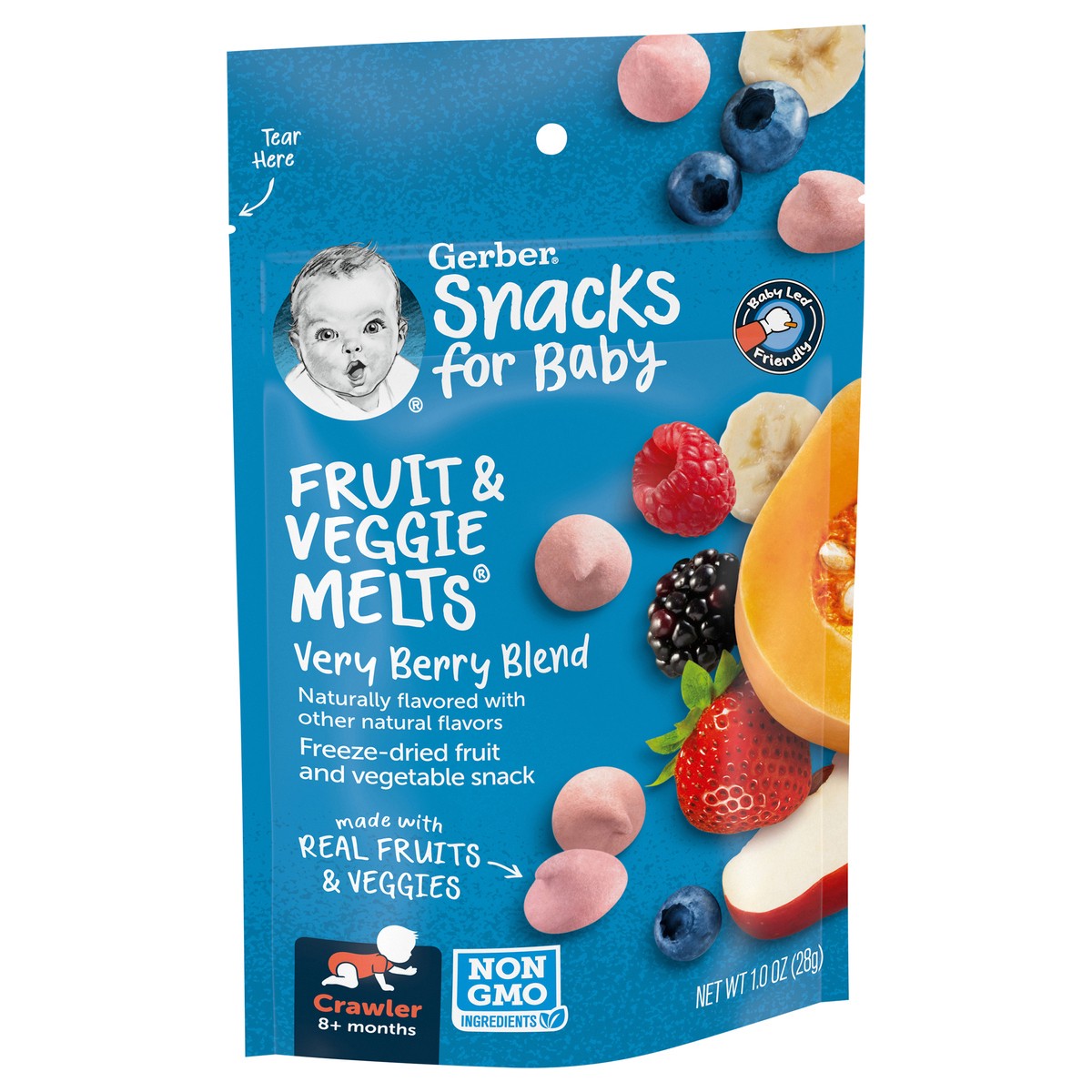 slide 3 of 9, Gerber Snacks for Baby Fruit & Veggie Melts Very Berry Blend 1.0 oz Snacks Pouch, 1 oz