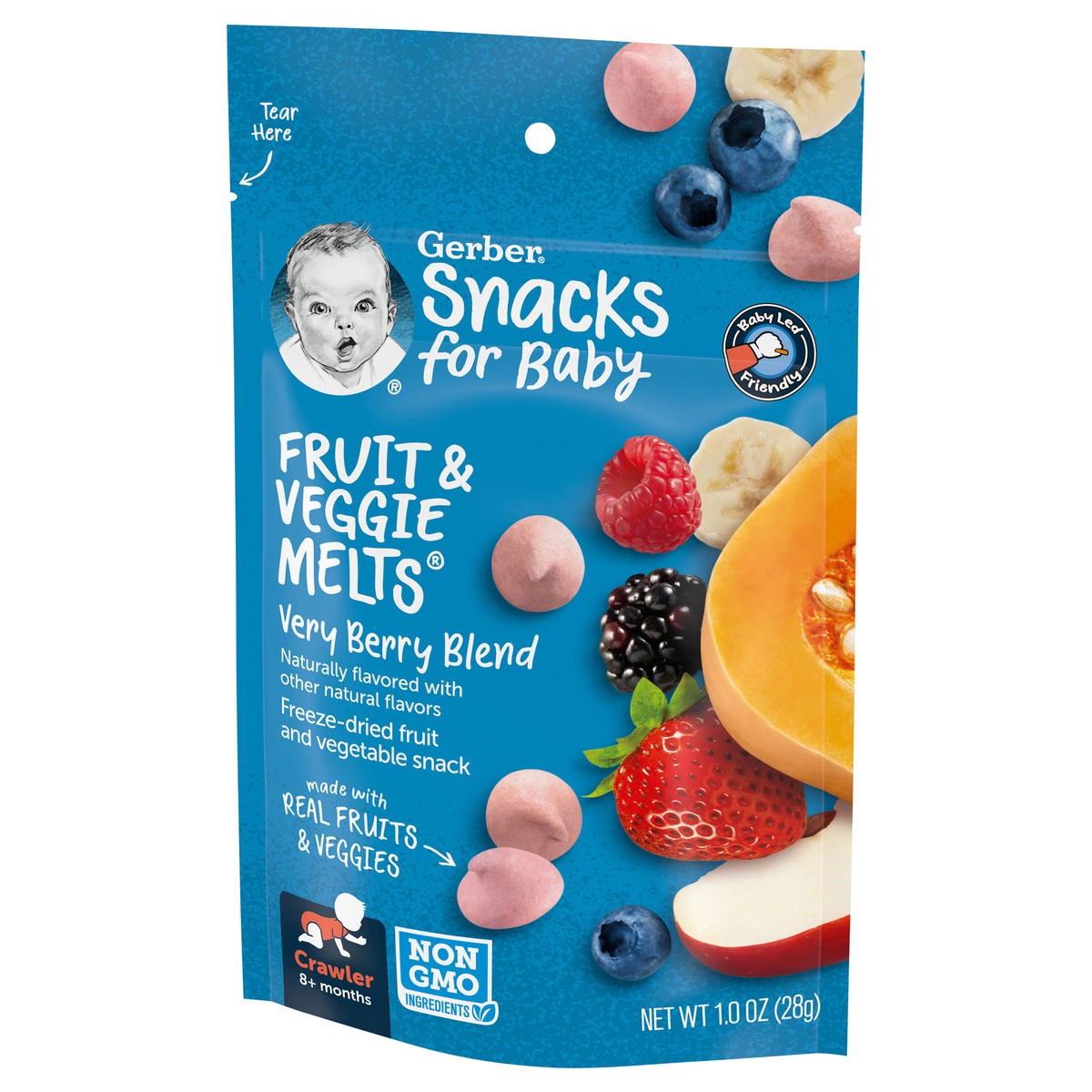 slide 7 of 9, Gerber Snacks for Baby Fruit & Veggie Melts Very Berry Blend 1.0 oz Snacks Pouch, 1 oz