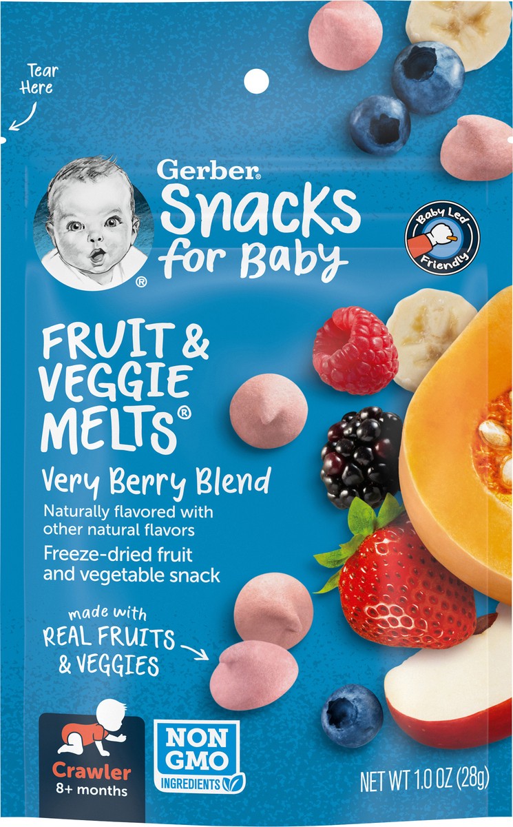 slide 2 of 9, Gerber Snacks for Baby Fruit & Veggie Melts Very Berry Blend 1.0 oz Snacks Pouch, 1 oz