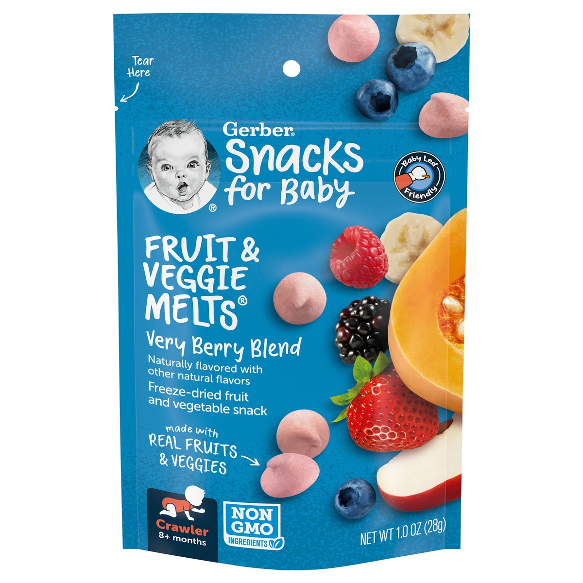 slide 1 of 9, Gerber Snacks for Baby Fruit & Veggie Melts Very Berry Blend 1.0 oz Snacks Pouch, 1 oz