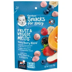 Gerber Snacks for Baby Fruit & Veggie Melts Baby Snack, Very Berry Blend, 1 oz Bag