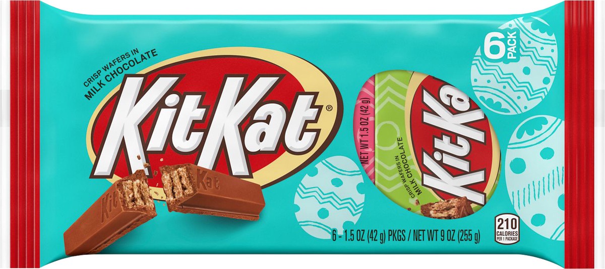 slide 4 of 5, KIT KAT Milk Chocolate, Easter Candy Wafer Bars, 1.5 oz (6 Count), 1.5 oz