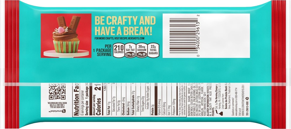 slide 5 of 5, KIT KAT Milk Chocolate, Easter Candy Wafer Bars, 1.5 oz (6 Count), 1.5 oz